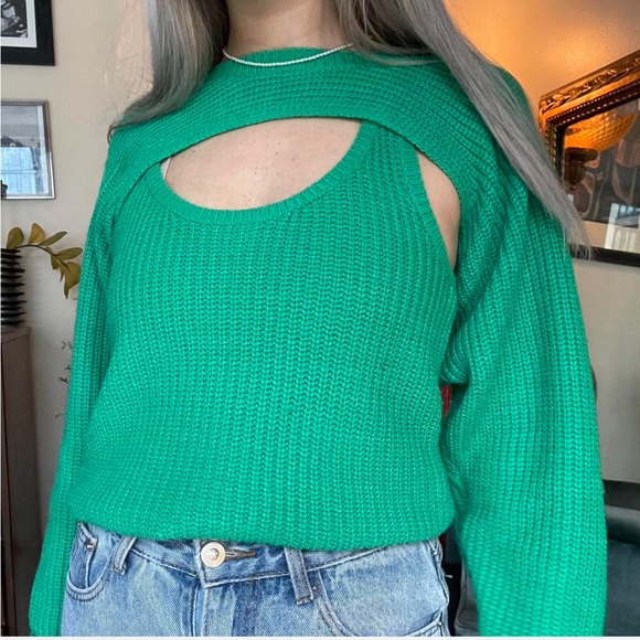 Two piece emerald green sweater - Picture 5 of 5